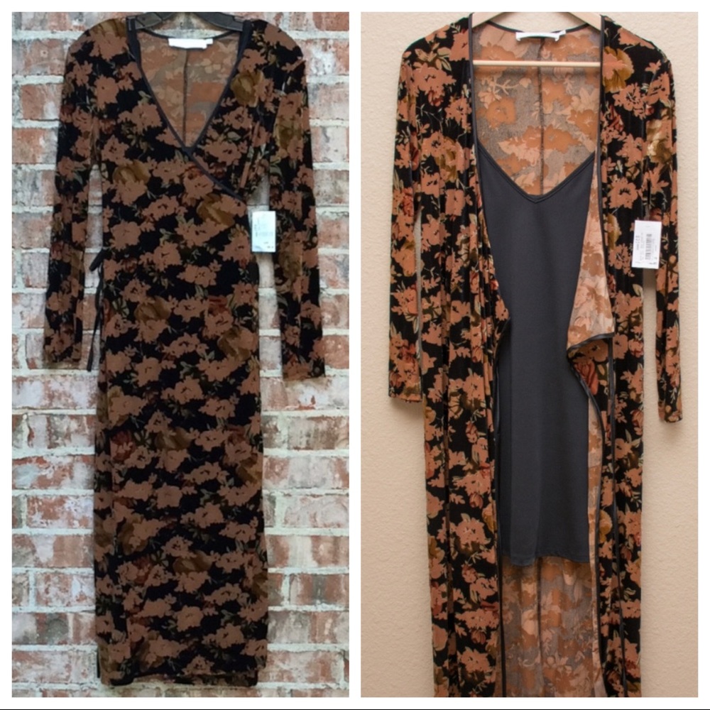 🆕NWT floral velvet burnout wrap midi dress - Picture 12 of 16